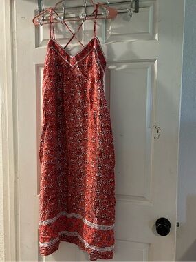 GAP Red Floral Spaghetti Strap Sundress